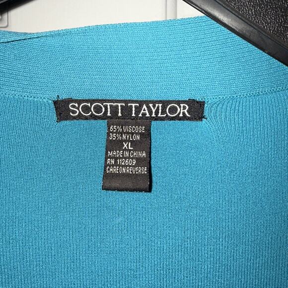 Scott Taylor Blue Open Front Sweater Cardigan - XL - Picture 2 of 5